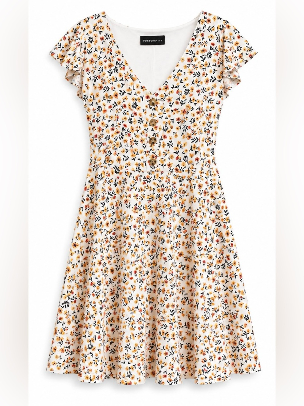 NWT Fortune + Ivy Floral Button Front Fit & Flare Dress Size M